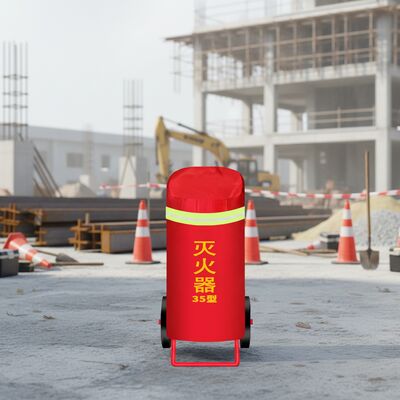 4kg Fire Extinguisher Cart Cover Red Oxford Fabric 24*59cm Dust Rain Cover Steel Reinforced Water Resistant