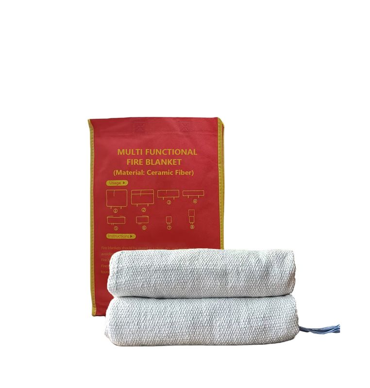 White Ceramic Fiber Fire Blanket Perfect Emergency Solution For Factorie