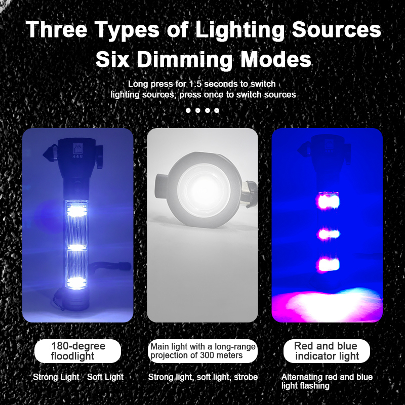 Aluminum Alloy Ultra-Strong Light - A Black Multi-Functional Solar Flashlight That Can Be Used For Emergency Escape In Cars.