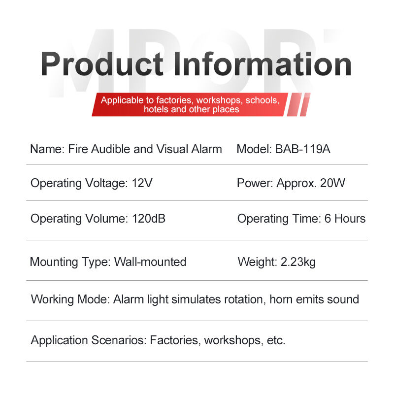 High Decibel Fire Alarm Strobe Light 120dB Wall Mount Fire Alarm Strobe Horn For Factory Warehouse Industrial Safety Warning System