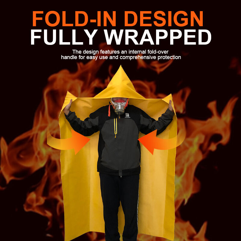 Industrial Fire Protection Silicone Coated Fire Blanket 700°C Heat Resistant Emergency Blanket With Hood For Full Body Safety
