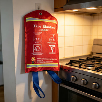 JAT-1101 Feuerdecke aus Glasfaser EN 1869:2019 Zertifiziert 500°C Hitzebeständig weiße Feuerlöschdecke 1m x 1m