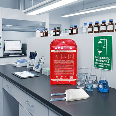 1.5m x 1.5m Fiberglass Fire Extinguisher Blanket Kitchen Emergency Flame Retardant Cover with Wall Mount Storage Bag